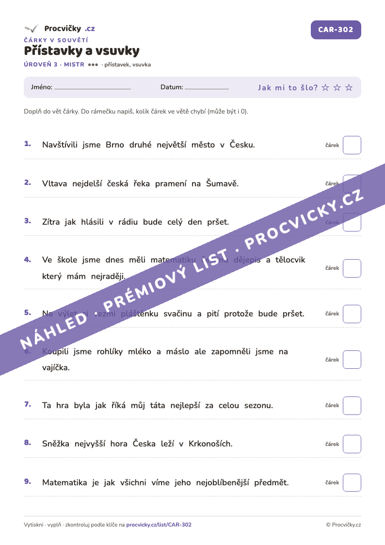 Náhled pracovního listu Přístavky a vsuvky