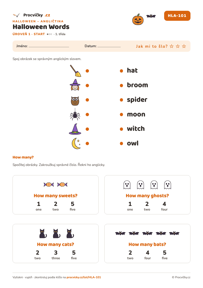 Náhled pracovního listu Halloween Words