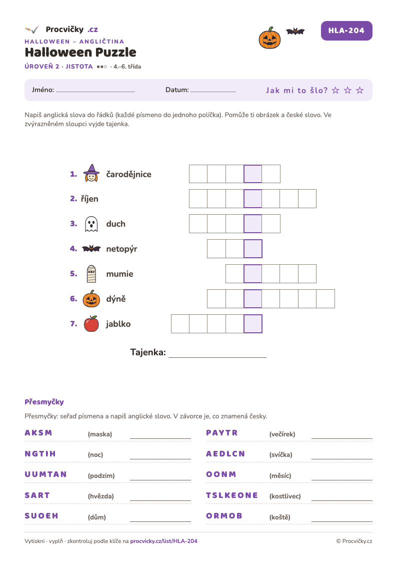 Náhled pracovního listu Halloween Puzzle