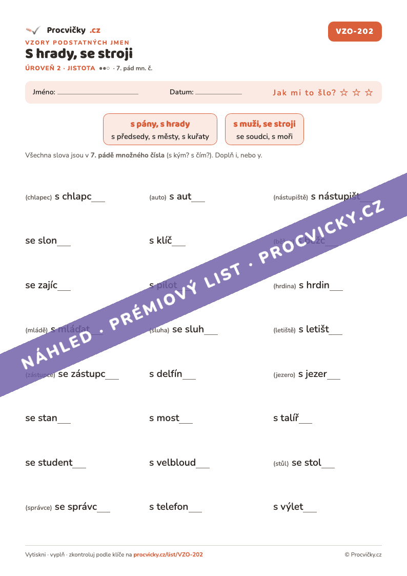 Náhled pracovního listu S hrady, se stroji